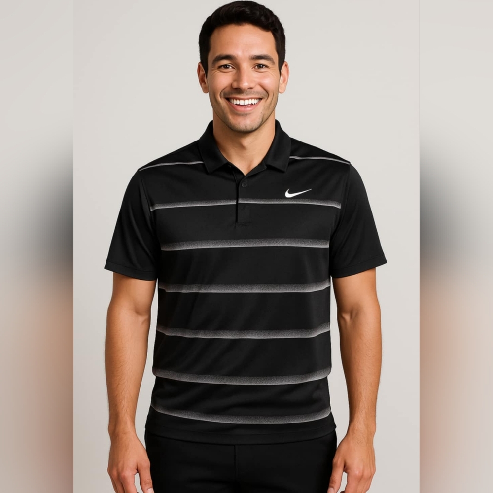 Nike Dri-fit Golf Black and Gray Athletic Polo Shirt Size 2XL